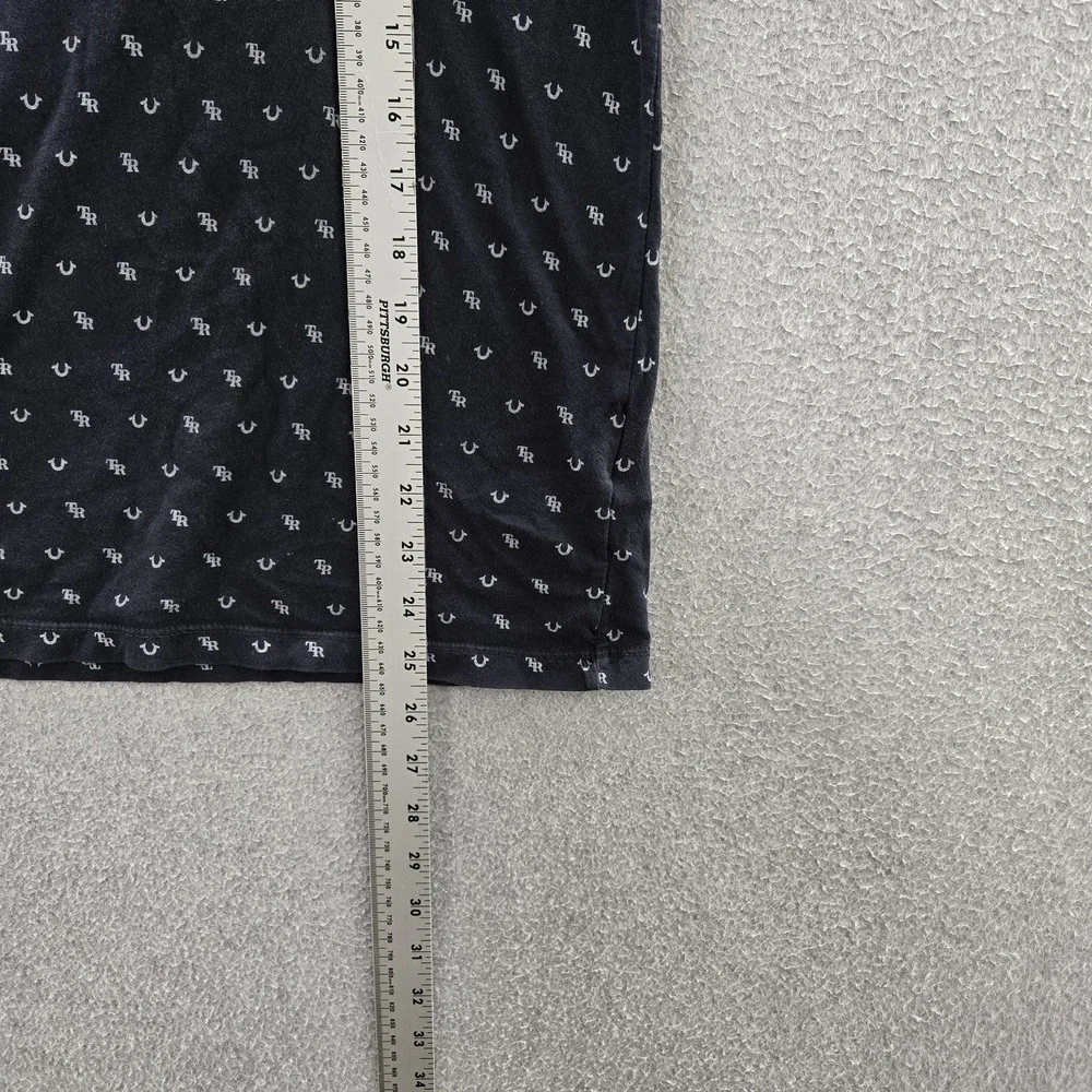 True Religion‎ Men Shirt S Black Geometric Logo Short Sleeve